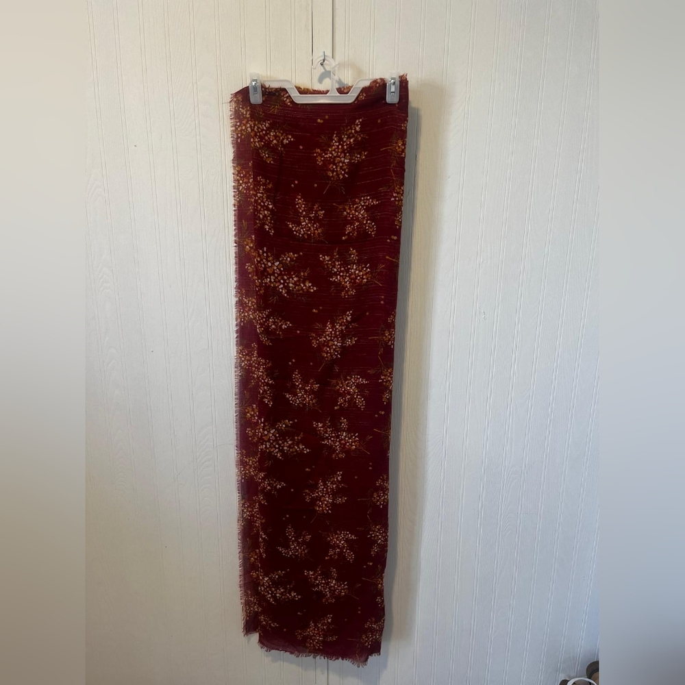LC Lauren Conrad XL Rust & Metallic Floral Scarf Shawl | NWOT 56"